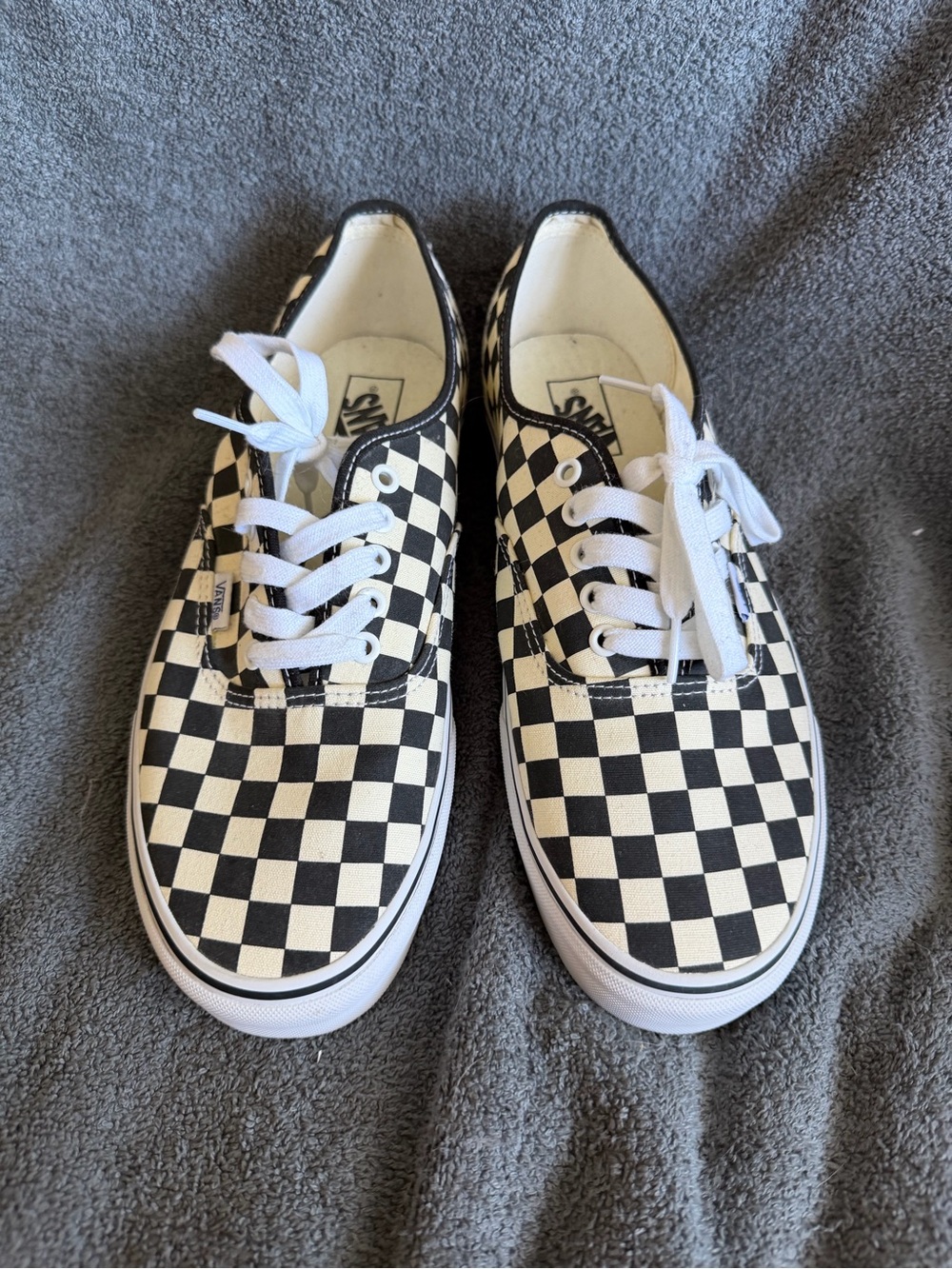 Vans Authentic Checkerboard Black & Off White Skate Shoes 12